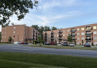Exterior view of the Olympia on the Park apartment building in Niagara Falls